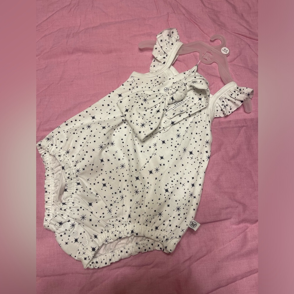 💕 NEW! • Honest ⭐️ stars Romper with matching headband | 0-3 months - Picture 5 of 5